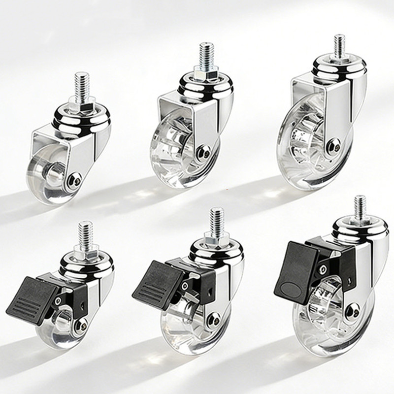 Office Furniture Hardware - 4Pc/1.5 Inch Transparent PU Threaded Stem