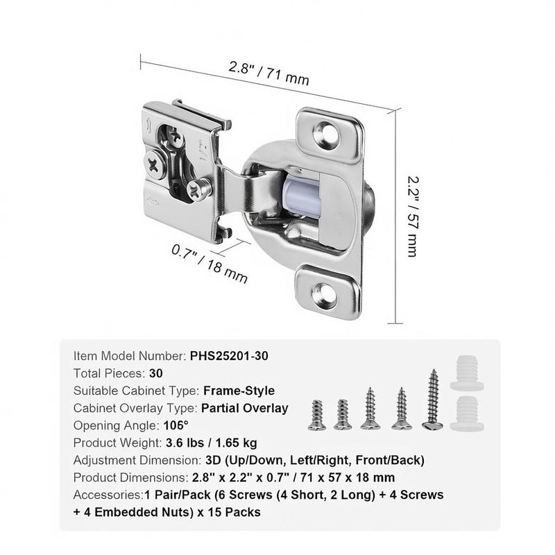 Cabinet hinges, set of 30, par - Furniture Screw Type ulasan dan harga