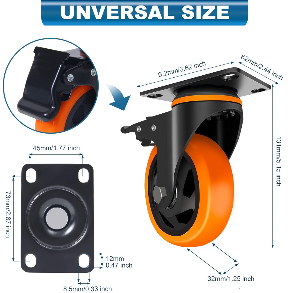 4 Inch Heavy Duty Caster Wheel - Furniture Hardware Kit ulasan dan harga