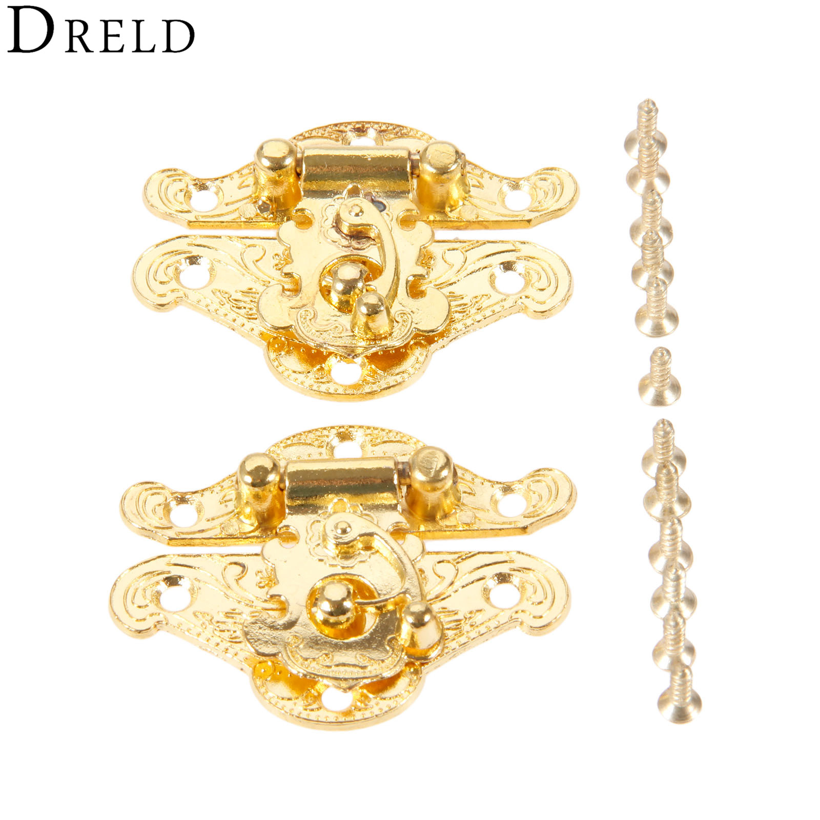 DRELD 2Pcs Antique Gold Box La - Furniture Hardware Latch ulasan dan harga