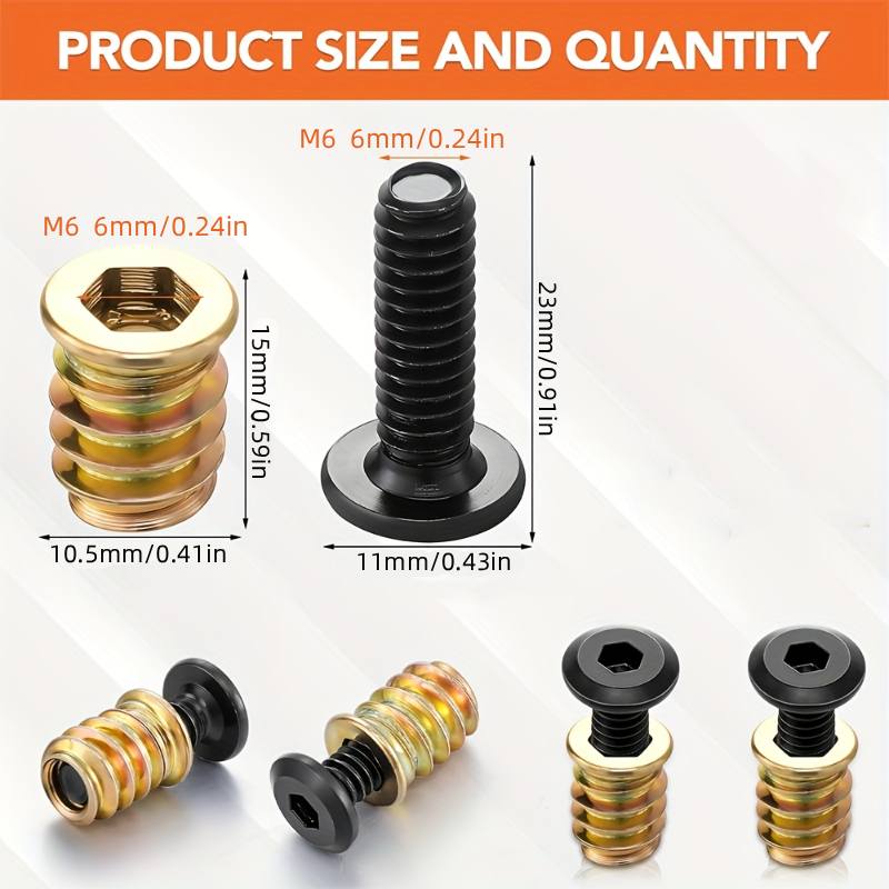 10PCS Threaded Inserts Nut Com - Furniture Hardware Kit ulasan dan harga