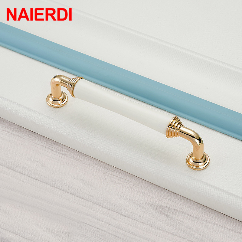 NAIERDI Gold White Creamic Cab - Furniture Hardware Gold ulasan dan harga